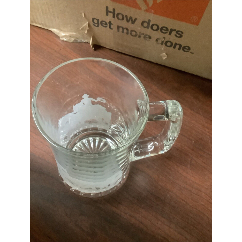 Stetson Etched Roping Horses Glass Beer Mug, 5.5" tall - Picture 4 of 6